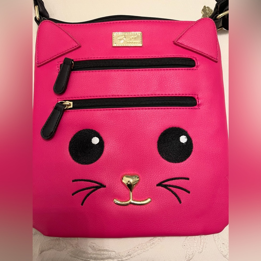 BetseyJohnson Pink Cat Cross Body Purse